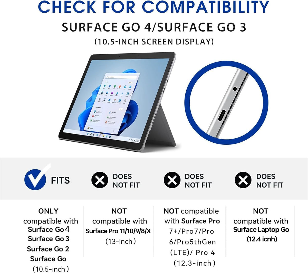Case for Surface Go 4/Go 3/Go 2/Go, Stylus Holder, Multiple Angle