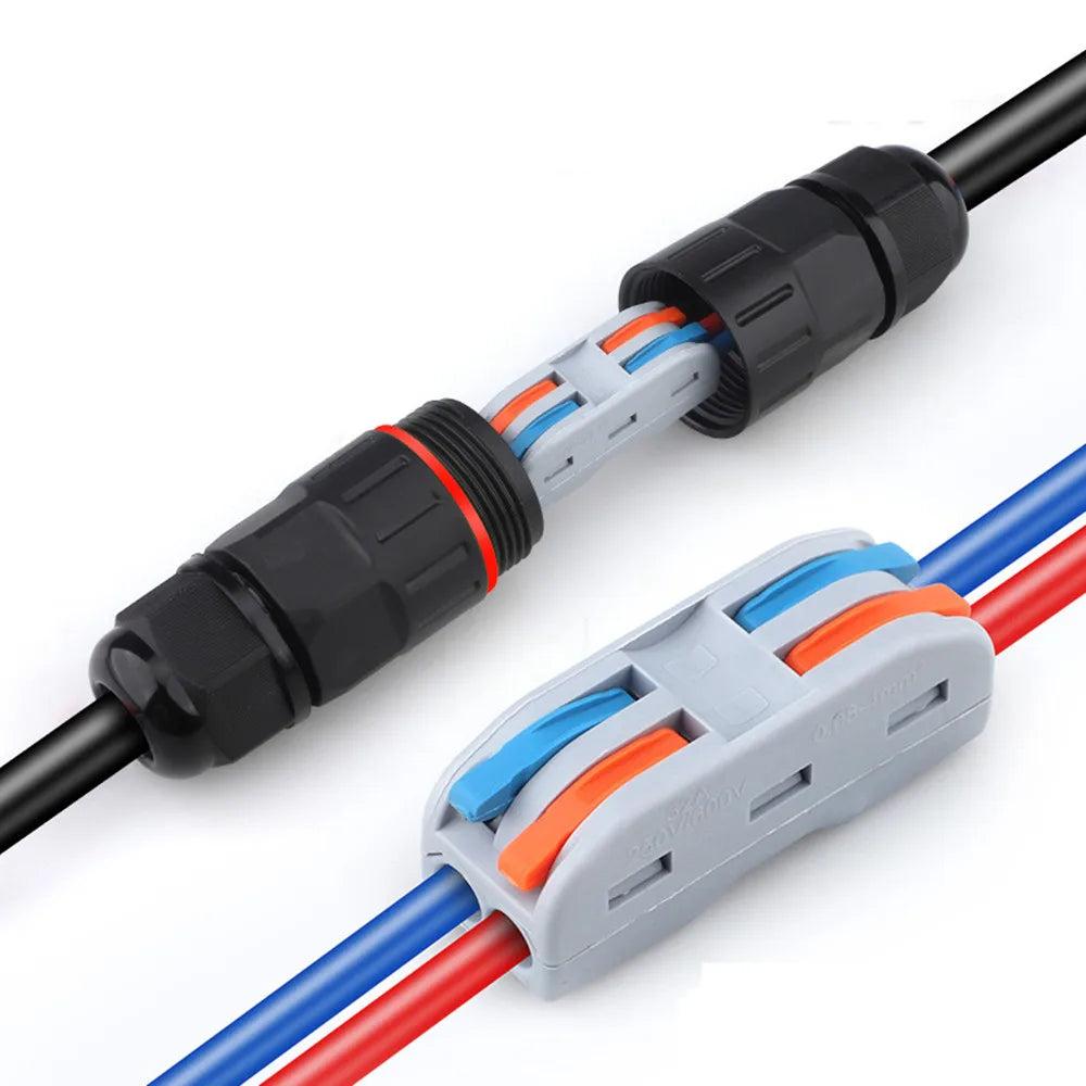 IP68 Waterproof Junction Box, Outdoor 2 Way 3 Way Electrical Cable Connector, with Quick Wire Terminal Connector