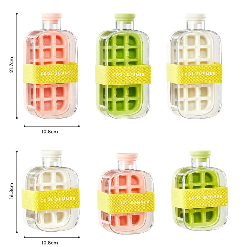 2 in 1 Touch-Free Ice Cube Making Bottle with Lid Straw and Bin Easy Ice Release Perfect for Coffee Juice and Beverages Outdoor
