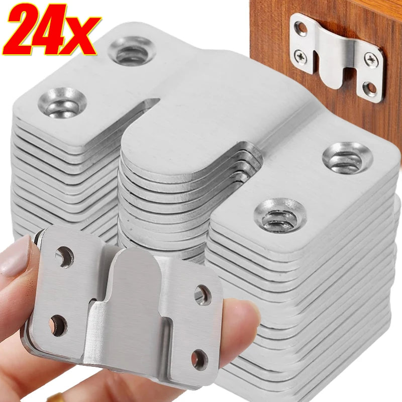 Stainless Steel Interlock Hanging Buckle Heavy Duty Photo Frame Hook Wall Mounted Flush Mount Brackets for Furniture Connector
