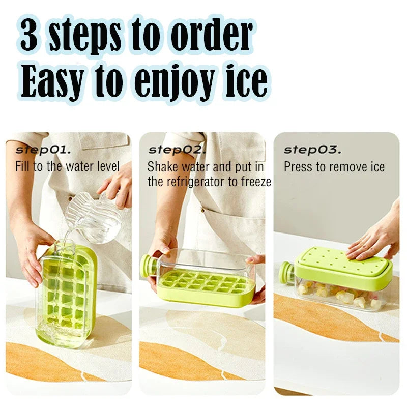 2 in 1 Touch-Free Ice Cube Making Bottle with Lid Straw and Bin Easy Ice Release Perfect for Coffee Juice and Beverages Outdoor