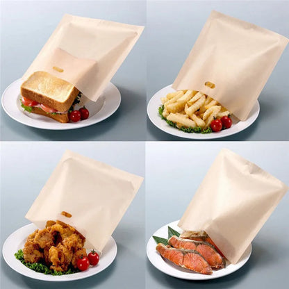 5Pcs/Set Reusable Toaster Bag Non Stick Bread Bag Sandwich Bags Fiberglass Toast Microwave Heating Pastry Tools