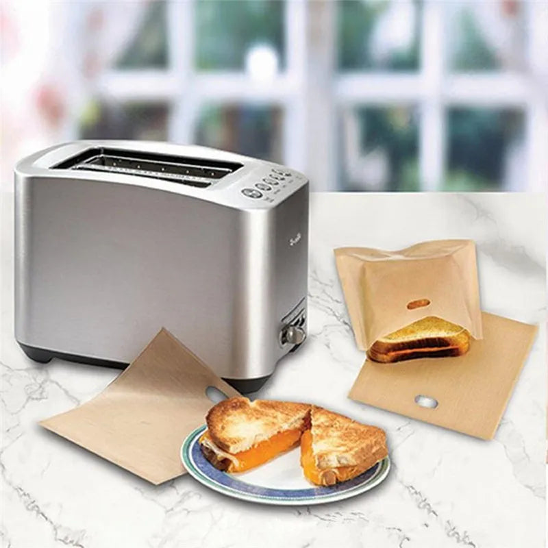 5Pcs/Set Reusable Toaster Bag Non Stick Bread Bag Sandwich Bags Fiberglass Toast Microwave Heating Pastry Tools
