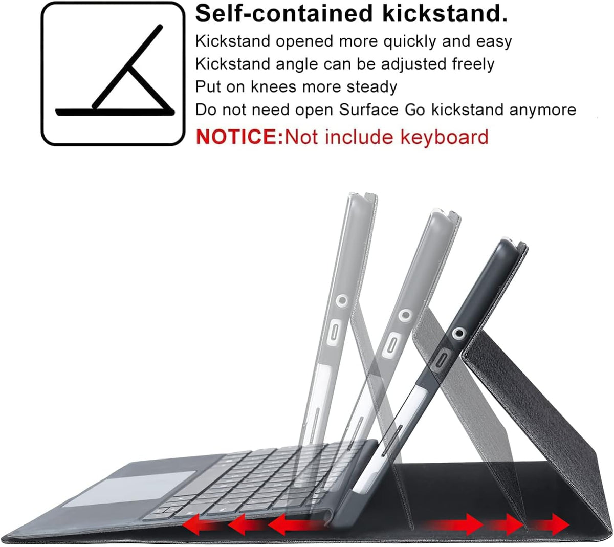 Case for Surface Go 4/Go 3/Go 2/Go, Stylus Holder, Multiple Angle