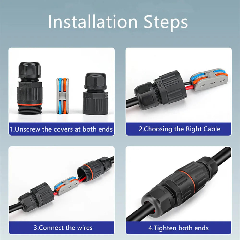 IP68 Waterproof Junction Box, Outdoor 2 Way 3 Way Electrical Cable Connector, with Quick Wire Terminal Connector