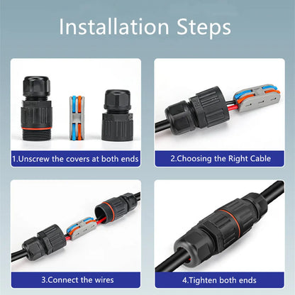 IP68 Waterproof Junction Box, Outdoor 2 Way 3 Way Electrical Cable Connector, with Quick Wire Terminal Connector